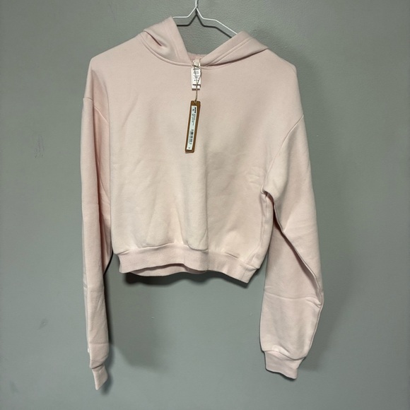 SKIMS Tops - skims cotton fleece shrunken pullover hoodie barley pink size M PL-PLO-7716W